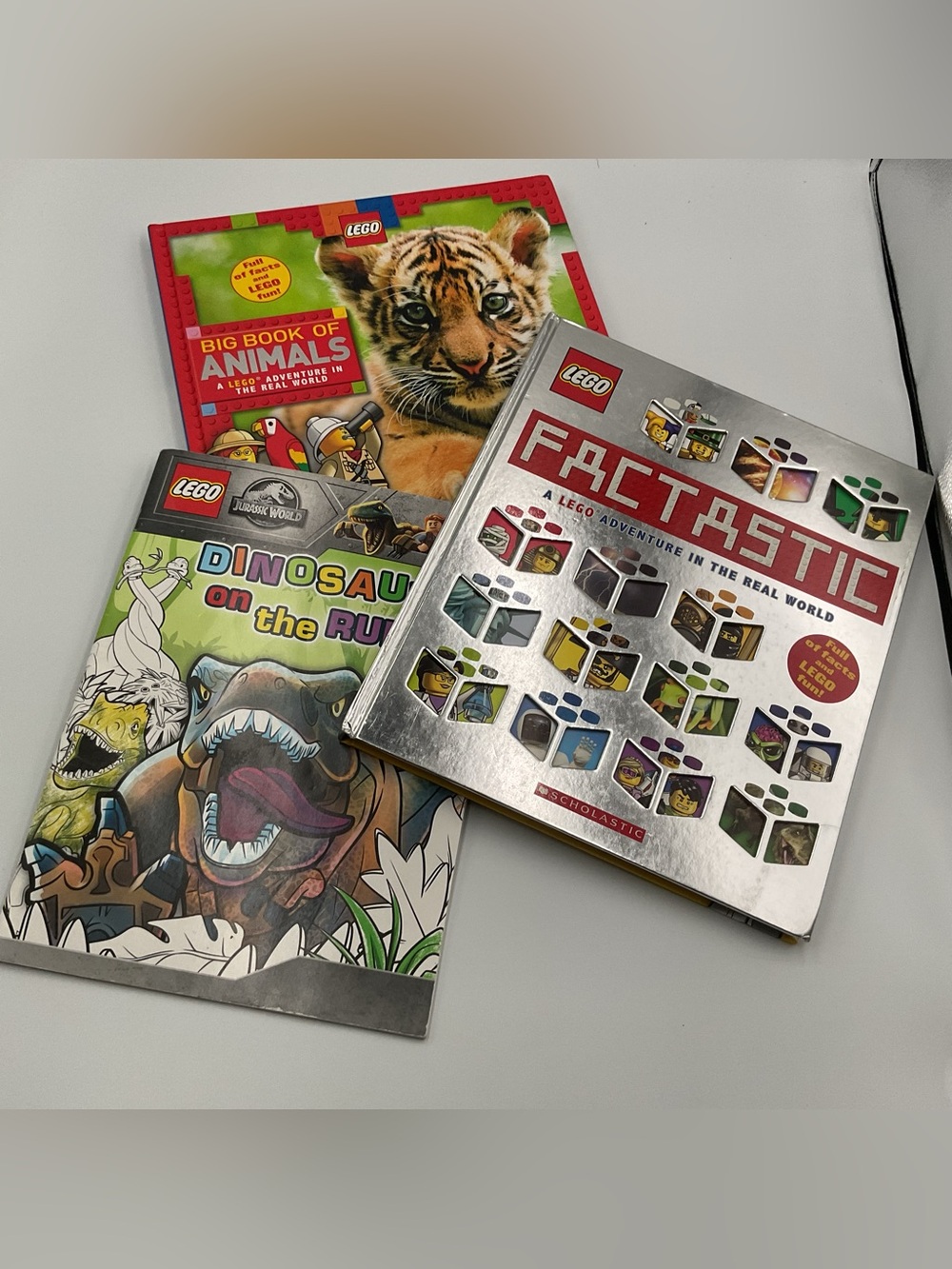 Lego Book Lot x3 Big Book of Animals Factastic Jurassic World Dinosaur Activity